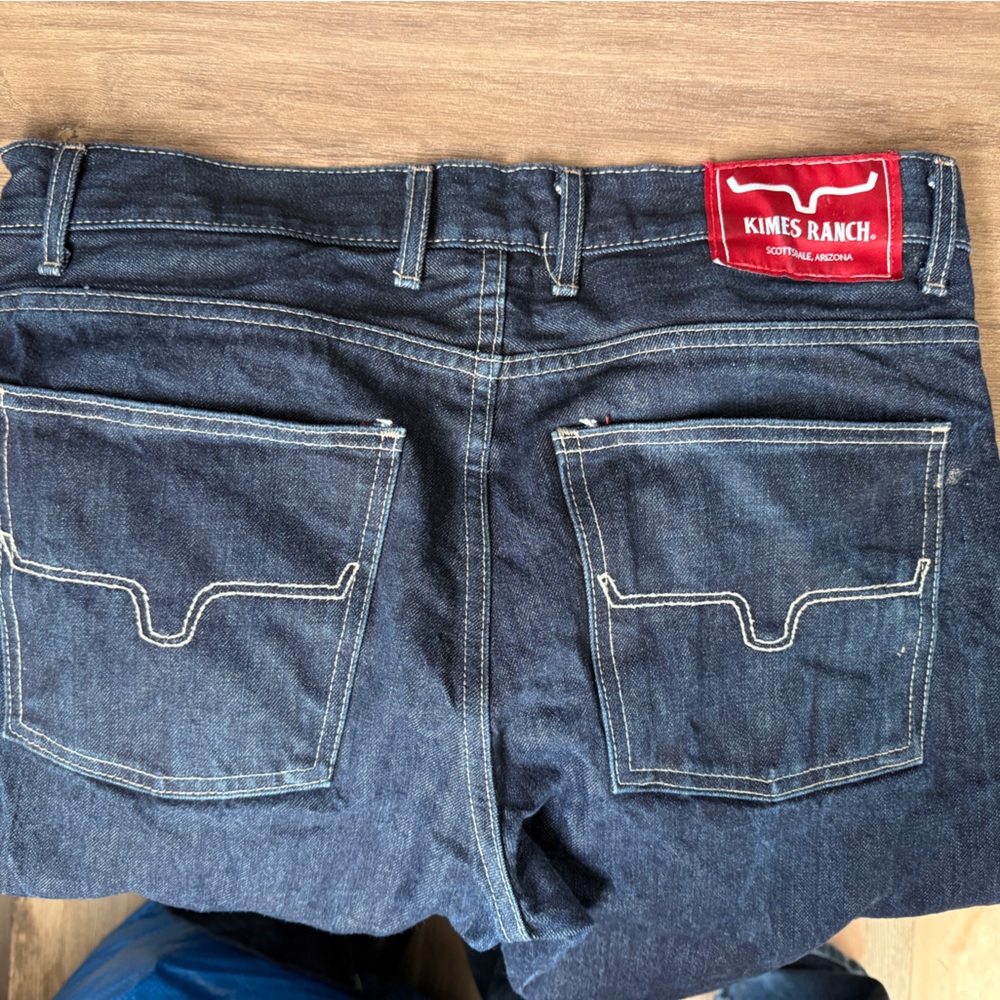 Kimes Ranch 33x34 Dark Blue Denim Jeans with Red Stitching - Picture 4 of 7